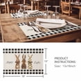 thumbnail image 3 of Placemats 1 Pack, Easter Bunny Woven Placemat, Linen Place Mats for Kitchen/Dining Tables, Vintage Rabbits Bow Black Plaid Washable Table Mats for Party, 3 of 8