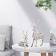 thumbnail image 4 of Paquete De 2 Figuras De Reno, Estatua De Reno Navideño, Adorno De Ciervo Sentado De Resina Para Navidad, Hogar, Oficina, Decoración, Plata, 4 of 5