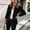 Black, variant on Women's Suit Jackets, Blazers & Sport Coats, Collared Button Front Long Sleeve Padded Shoulder, Work Office Casual