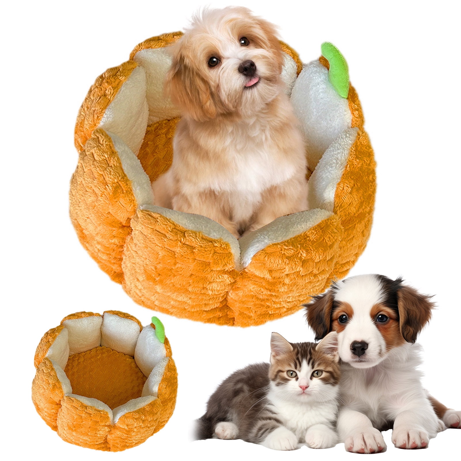 YIFAEUX Pumpkin Cat Bed 16.5/19.7 in Soft Fleece Pet Mat Warm Dog Bed Four Seasons Universal Pet Bed Autumn Winter Mattress Anti-Slip Bottom Waterproof Bite-Resistant Suitable for Cats Dogs