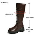 thumbnail image 6 of Rokment Women's Fall Winter Knee High Motorcycle Riding Boots Punk Leather Buckles Mid Calf Chunky Tall Combat Boots, 6 of 6