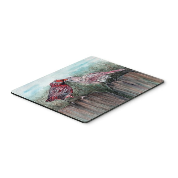 Red Bird Feeding Mouse Pad Hot Pad or Trivet