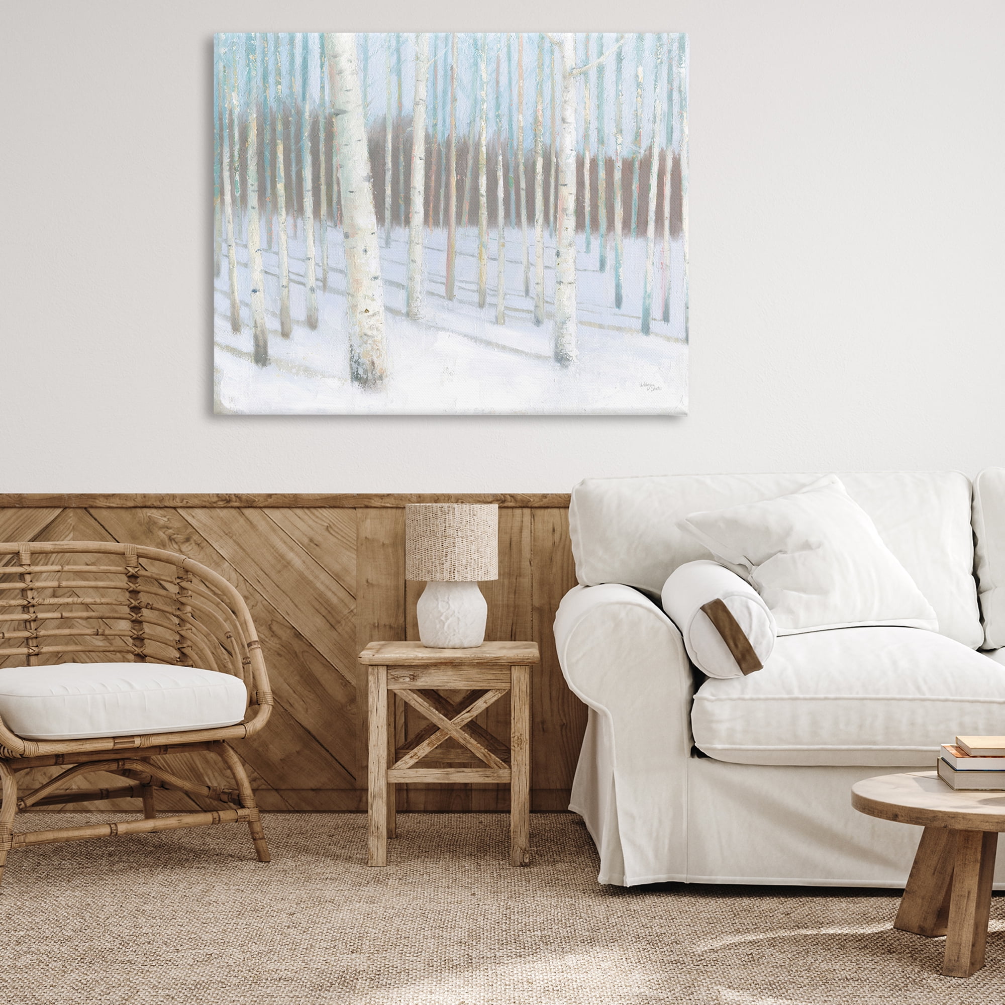 Stupell Industries Winter Birch Forest Landscape & Nature Painting Wrapped Canvas Art Print Wall Art, 48 x 36