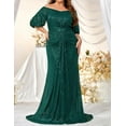 thumbnail image 5 of Women Short Sleeve Sequin Formal Dress 1920s Plus Size Cocktail Wedding Guest Dresses Maxi Evening Gown, 5 of 5