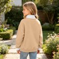 thumbnail image 5 of YUANxueke Boys & Girls Fleece Color Block Sweatshirt Long Sleeve Zip Up Mock Neck Pullover Top,Beige,11 Years, 5 of 8