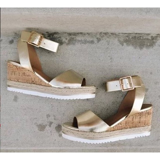 DPTALR Chaussures Rétro pour Femmes à Bout Ouvert Plateforme Compensée Sandales Romaines