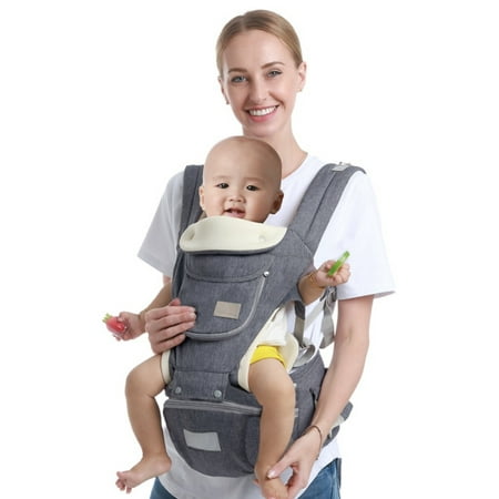 Baby Carrier Newborn to Toddler with Hood All Position Baby Hip Carrier, 3-in-1 Ergonomic Infant Carrier Soft Baby Holder 3 to 36 Months,4 Season/All Seasons (Dark Grey)
