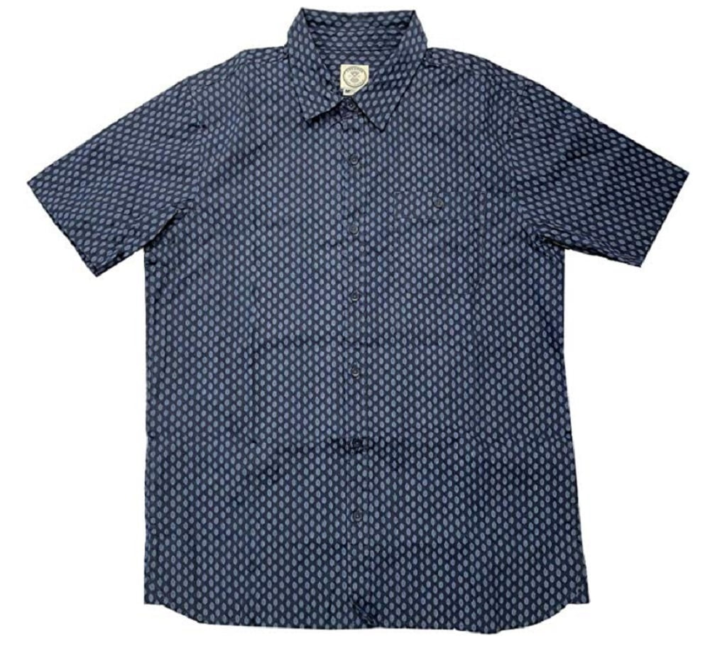 Voyager Men's Short Sleeve Woven Button Up Shirt in Mood Indigo (XXL