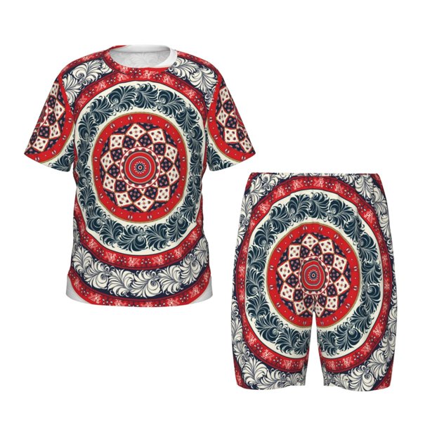 Balery Round Design Conjunto de Pijama Infantil de Manga Corta con Estampado – Ropa de Dormir de Algodón Suave-X-Large