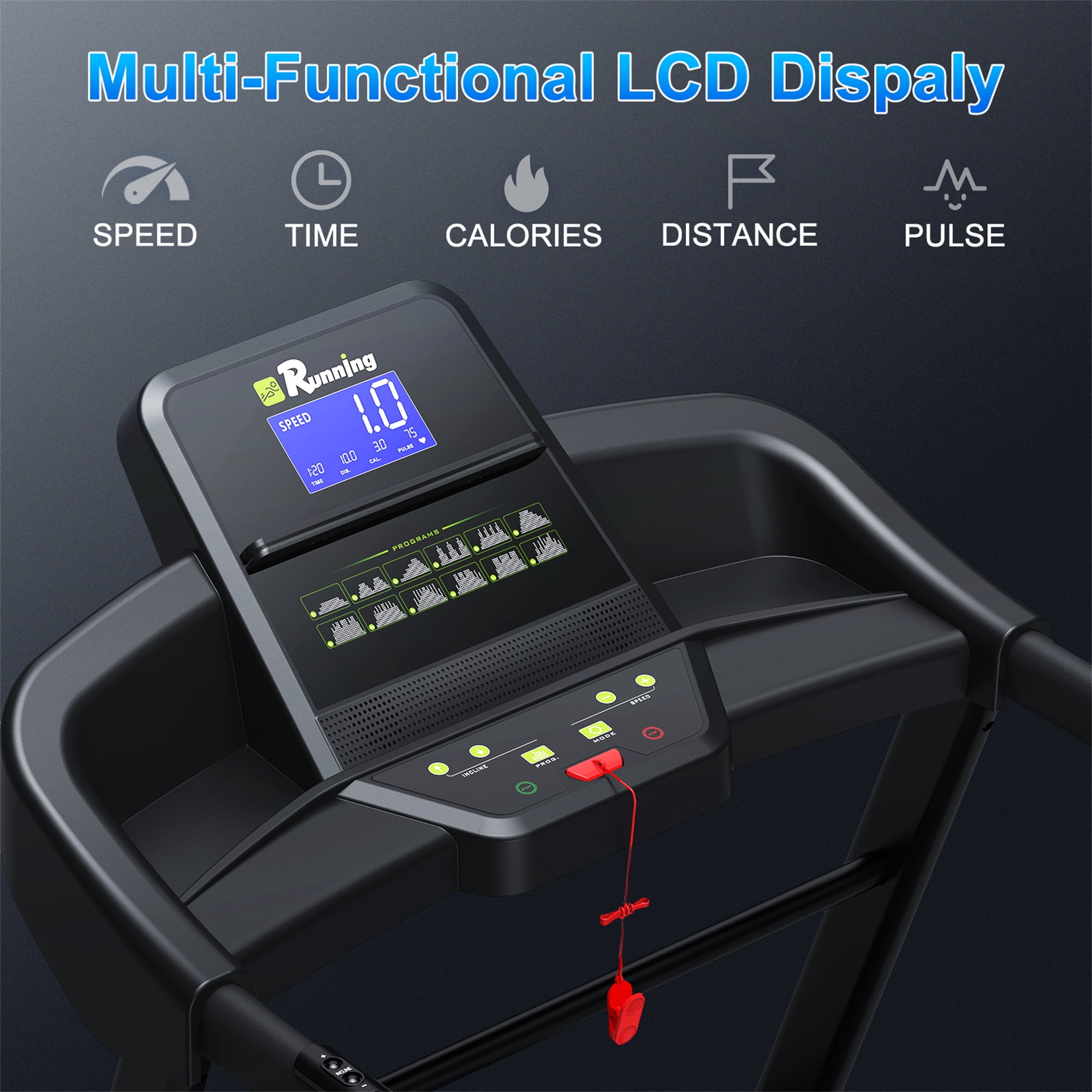 Aukfa Folding Treadmill - 400lb Capacity, 3.5HP Motor - Walmart.com