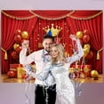 thumbnail image 5 of Red Stage Happy Birthday Backdrop Red Gold Balloon Gift Box Birthday Photography Background for Women Gold Crown Birthday Party Decorations Banner Photo Booth Props, 5 of 6