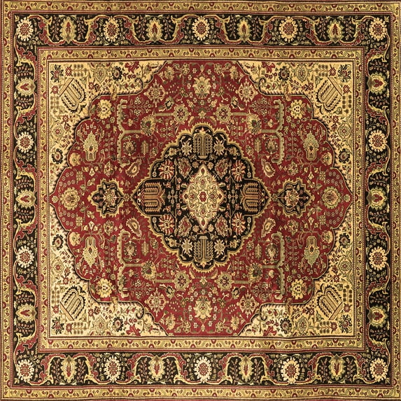 Ahgly Company Indoor Square Medallion Brown Traditional Area Rugs, 5' Square