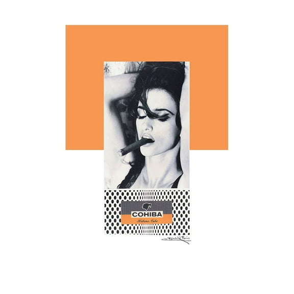 WOMAN & CIGARS - 16"x20" Canvas Artwork - Multi-Color 16 x 20