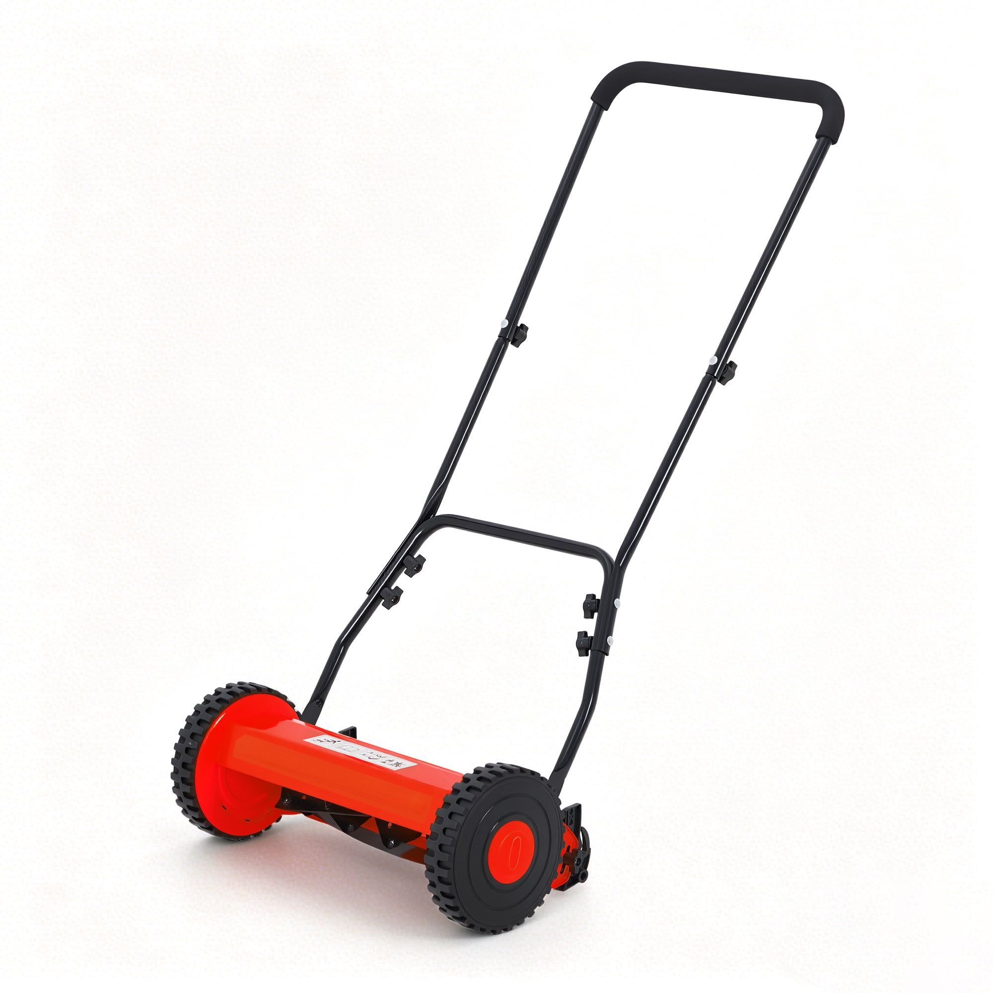Memoryfield 16" Reel Lawn Mower, 5-Blade Push Mower with Adjustable Height, Lightweight, for Small to Medium Yards, Red