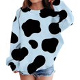 thumbnail image 2 of Coerni Girls Cow Print Sweatshirt Crewneck Long Sleeve Pullovers Casual Baggy Tops for Teen Kids Fall Fashion Daily Wear, 2 of 5