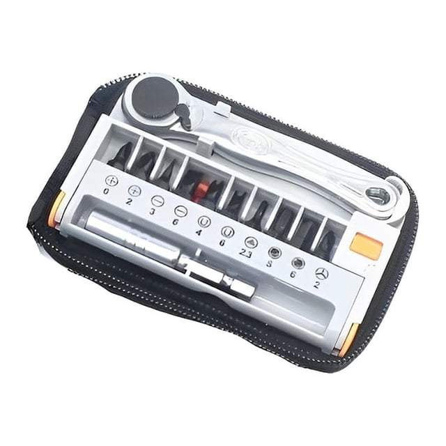 Riwesomey Juego de llaves de trinquete profesional, destornillador de trinquete ajustable desmontable para motocicleta, Kit de brocas, Artesanía Escribe un