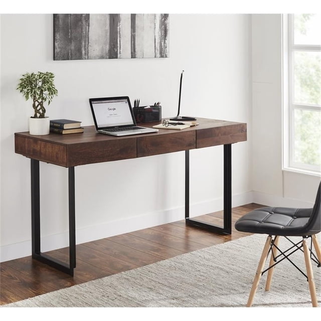 Mod-Arte Bureau Moderne en Bois Dur et Fer en Noyer