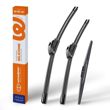 WOWIPER Silicone Windshield Wipers with Rear Wiper Blade, Isolate Water Repellency All-Season Automotive Replacement for My Car - 26" 22" 16"
