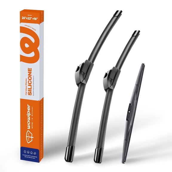 WOWIPER 26" 22" 16" Premium Silicone Wiper Blades 3-Pack – Water Repellent Beam Fit J-Hook – OEM All-Season with Rear Wiper for Honda Odyssey 2005-2025