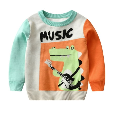 

Toddler Kids Girls Boys Christmas Dinosaur Cartoon Sweater Casual Prints Knitted Long Sleeve Outwear Winter Top Sweater Fashion Kids Parkas Outerwear