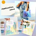 thumbnail image 4 of 1set 10 x 7 x 3.7 inch Clear Holographic Bag Small Plastic Tote Bags with Handle Reusable PVC Iridescent Goodie Container Gift Wrap Pouch for Party Favor Birthday Wedding Shopping Beach Travel DIY, 4 of 5