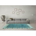 thumbnail image 3 of Ahgly Company Machine Washable Indoor Round Oriental Light Blue Traditional Area Rugs, 4' Round, 3 of 4