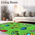 thumbnail image 2 of ODIKA 3'x5' Machine Washable Non-Slip Area Rug, Whimsical Automobile Racing Circuit Panorama High Traffic Rug with Pad, Green, 584967, 2 of 8