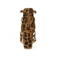 thumbnail image 2 of BLISSFUL STEP Women's Open Toe Strappy Strap Back Zip Chunky Heel Sandals Leopard 7, 2 of 7