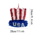 thumbnail image 4 of 11 Inch Patriotic Tinsel Wreath for Front Door, Red White and Blue Hanging Decorations for 4th of July, Memorial Day, and Independence Day, Glitter Wreath for Home (B), 4 of 5