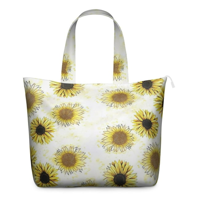 Boho Yellow Sunflower Travel Bag Country Floral Weekender Duffel, Lightweight, , Large Capacity