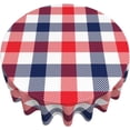 thumbnail image 3 of Navy Blue Red Checkered Tablecloth Round 60 Inch USA Flag Plaid Table Cloth Waterproof Fabric Protector Patriotic Checked Tablecloths July 4th Decorative for Holiday Home Party Picnic, 3 of 5