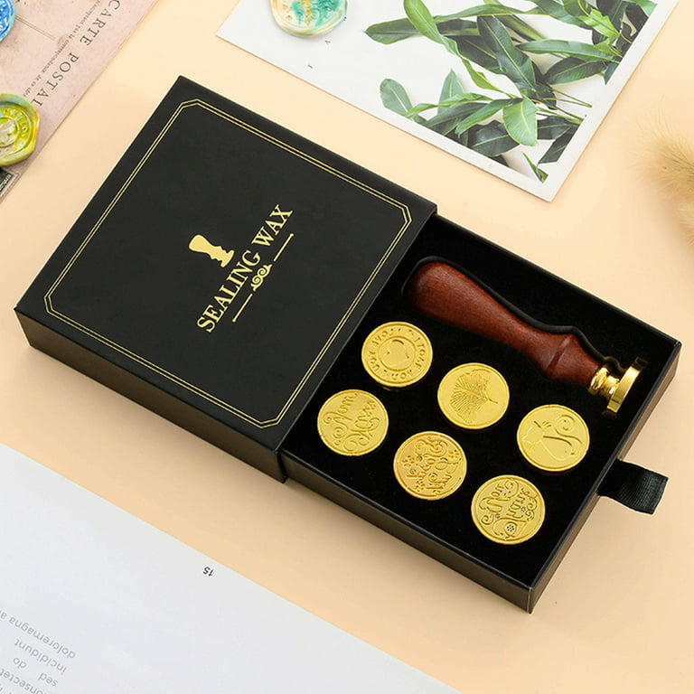 Wax Seal Stamp Kit, Retro Creative Sealing Wax Stamp Maker Gift Box Set  Head with Vintage Classic,G21434