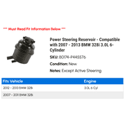 Power Steering Reservoir - Compatible with 2007 - 2013 BMW 328i 3.0L 6-Cylinder 2008 2009 2010 2011 2012