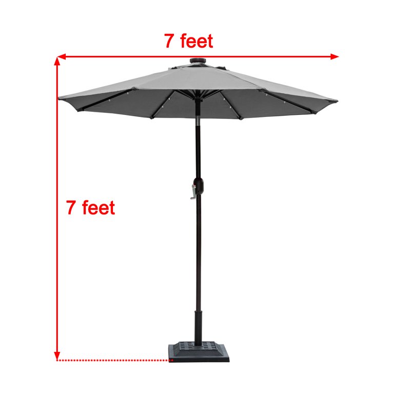 Sundale Outdoor 7 ft Solar Powered 24 LED Lighted Patio Umbrella Table  Market Umbrella with Crank and Push Button Tilt for Garden, Deck, Backyard,  Pool, 8 Steel Ribs, Polyester Canopy (Gray) - Walmart.com