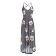 thumbnail image 3 of SMihono Robe Maxi Bohème d'Été pour Femmes Grande Taille Robe Maxi Asymétrique pour Femmes Décontractée à Col en V d'Été à Fleurs Sans Manches Robes de Plage Évasées Robe d'Été, 3 of 8