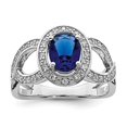 thumbnail image 6 of 925 Sterling Silver Dark Blue Glass and Cubic Zirconia Ring Size 8, 6 of 6