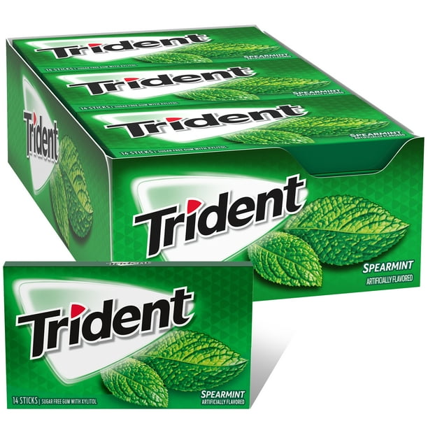 Trident Spearmint Sugar Free Gum, 12 Packs of 14 Pieces (168 Total Pieces)
