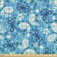 thumbnail image 2 of Ambesonne Spring Fabric by the Yard Upholstery, Butterflies Flowers Pattern, 3 Yards, Azure Blue Coral, 2 of 5