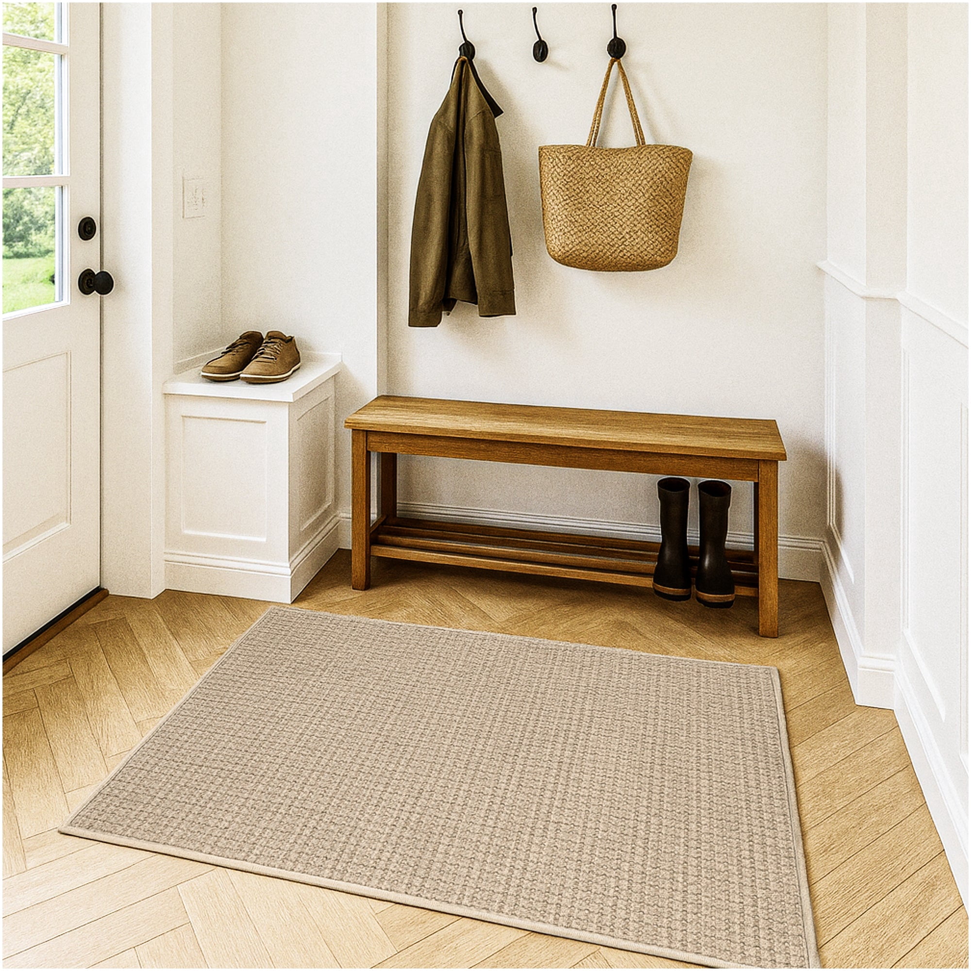 12'x12' Soft and Durable Interlace Indoor - Outdoor Area Rugs Lightweight and Flexible for Easy Cleaning and Transport (Color: Taupe)