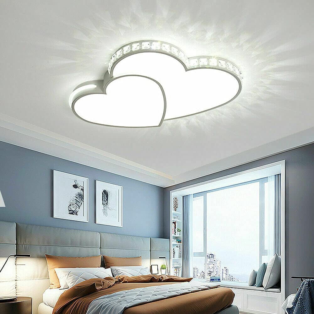 Modern Heart Shaped Ceiling Light, Crystal Flush Mount Led Ceiling Lighting Fixture, for Bedroom Living Room Dining Room Decoration Lamp 110V (Cool White)