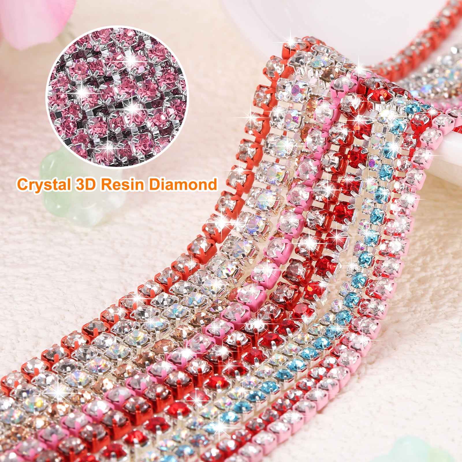 Unique Bargains Elegant Crystal Rhinestone Chain Trim for Craft Projects Rose Red
