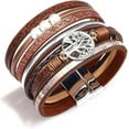 thumbnail image 2 of Tree of Life Leather Bracelets for Women.Colorful Multi-Layer Wrapped Wristband Bracelets for Women,Birthday Easter Basket Stuffers Jewelry Gifts for Teens Girls (Brown), 2 of 4