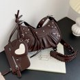 thumbnail image 3 of Bolso Bandolera Remache con Cartera Pequeña y Corazón Espejo Media Luna Café, 3 of 9