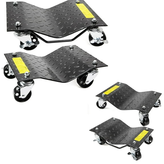 XtremepowerUS 6000LB Capacity Vehicle Dollies With Brakes, 4 Pack, 12" x 16", Wheel Car Dolly