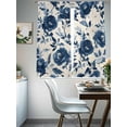 thumbnail image 4 of Navy Blue Peony Sheer Curtains 72 Inch Length 2 Panels Set, Retro Floral Botanical Blossom Voile Window Treatment Rod Pocket Curtains Sheers Drapes for Bedroom/Living Room/Kitchen 52"x72"x2, 4 of 7