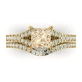 thumbnail image 2 of Clara Pucci 18K Yellow Gold Princess Cut 1Ct Natural Morganite Engagement Ring + Matching Band - Luxury Box Included, 2 of 7