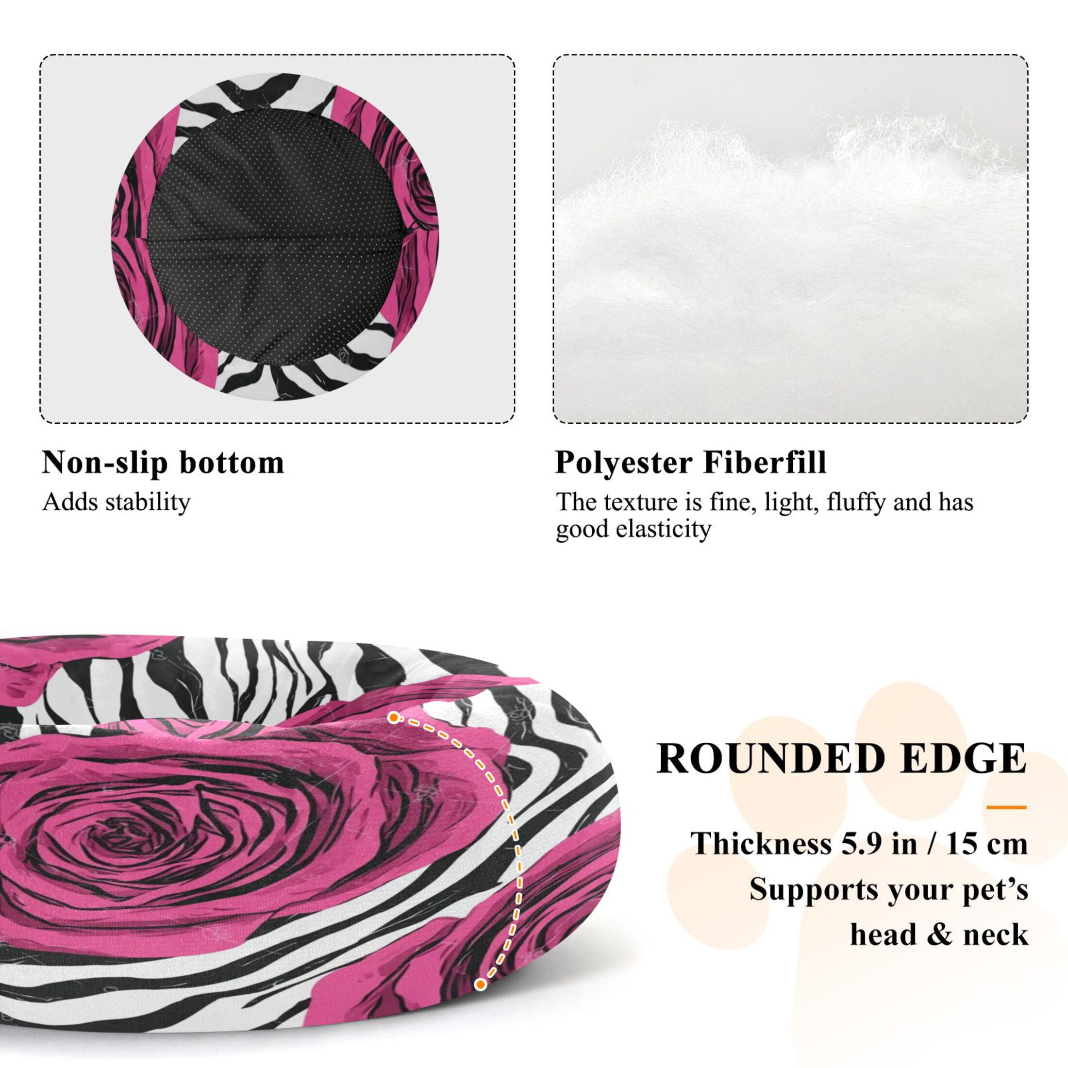 Iauyy Pet Couch Donut Cat Bed for Indoor Cats/Small Dogs Washable & Machine with Non-slip Bottom Calming Cat Furniture, Rose-like Zebra Pattern (M)