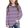 thumbnail image 2 of fatyb Kids Striped Long Sleeve Shirts for Boys Girls Color Block Casual Tops Lightweight Crew Neck Tees, 2 of 7