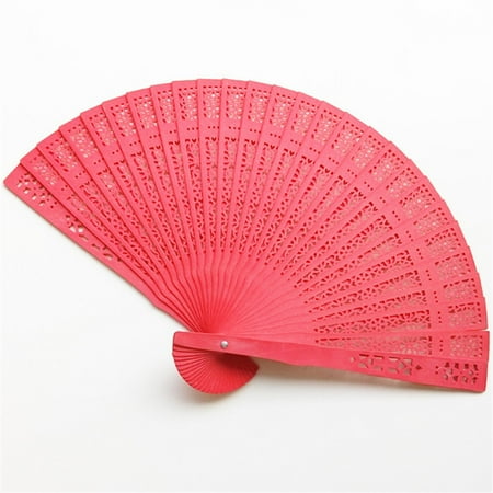 

〖TOTO〗Home Decor ing Props Sandalwood Fan Openwork Carved Wooden Fan Wedding Fan 20Cm