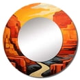thumbnail image 2 of Designart "Bold Landscape Of Canyon Desert Sunset" Canyon Orange Large Round Mirror - Round Office Mirror Wall Decor - Traditional Round Printed Mirror - 23" x 23", 2 of 6